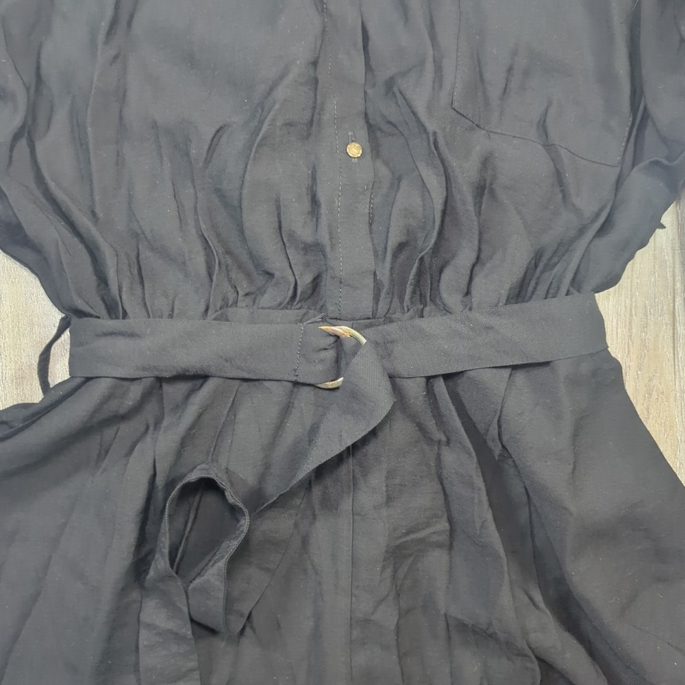 Zara Basic Shorts Romper Black 3/4 Sleeve Belted Women's Size XL NWT Summertime - Picture 7 of 14